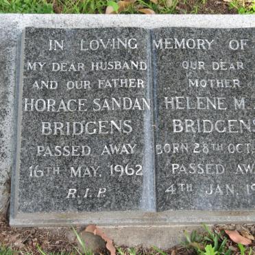 BRIDGENS Horace Sandan -1962 &amp; Helene M.A. 1897-1995