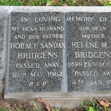 BRIDGENS Horace Sandan -1962 &amp; Helene M.A. 1897-1995