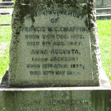CHIAPPINI Francis W.C. 1872-1947 &amp; Anna Augusta JACKSON 1875-1949