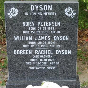 DYSON William James 1924-1994 &amp; Doreen Rachel WAGNER 1922-2008 :: PETERSEN Nora 1939-1955