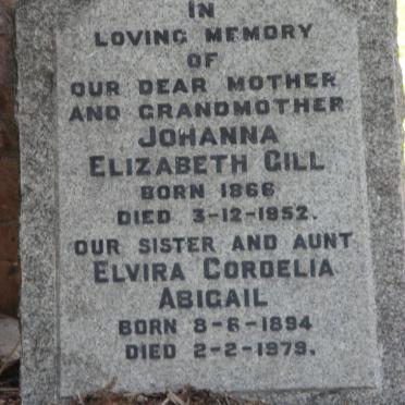 GILL Johanna Elizabeth 1866-1952 :: ? Elvira Cordelia Abigail 1894-1979