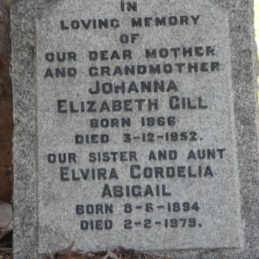 GILL Johanna Elizabeth 1866-1952 :: ? Elvira Cordelia Abigail 1894-1979