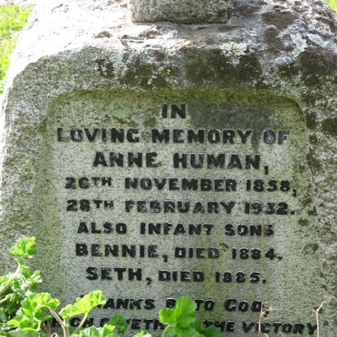 HUMAN Anne 1858-1932 :: HUMAN Bennie -1884 :: HUMAN Seth - 1885
