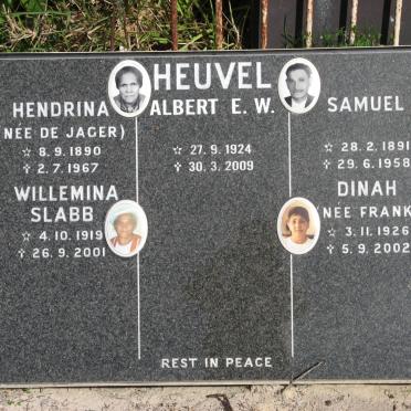 HEUVEL Samuel 1891-1958 &amp; Hendrina DE JAGER 1890-1967 :: HEUVEL Albert E.W. 1924-2009 :: HEUVEL Willemina Slabb 1919-2001