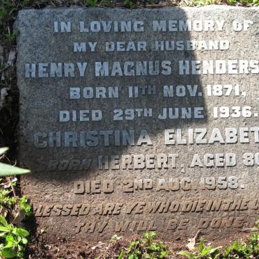 HENDERSON Henry Magnus 1871-1936 &amp; Christina Elizabeth HERBERT -1958