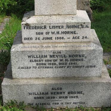 HORNE William Henry 1839-1929 :: HORNE William Nevill 1880-1941 :: HORNE Frederick Lister -1908