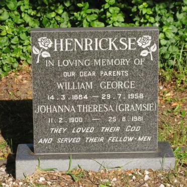 HENRICKSE William George 1884-1958 &amp; Johanna Theresa 1900-1981