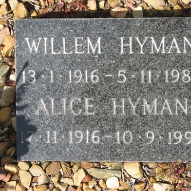 HYMAN Willem 1916-1983 &amp; Alice 1916-1992