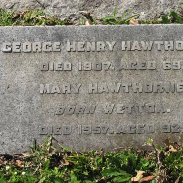 HAWTHORNE George Henry -1907 &amp; Mary WETTON -1957