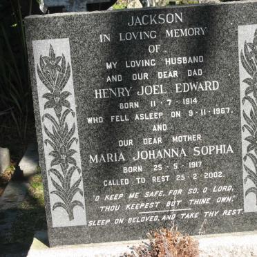 JACKSON Henry Joel Edward 1914-1967 &amp; Maria Johanna Sophia 1917-2002