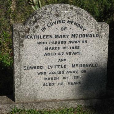 McDONALD Edward Lyttle -1991 &amp; Kathleen Mary -1958