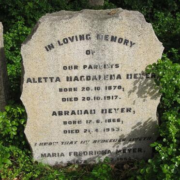 MEYER Abraham 1866-1953 &amp; Aletta Magdalena 1870-1917 :: MEYER Maria Fredricka 1878-1964