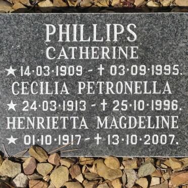 PHILLIPS Catherine 1909-1995 :: PHILLIPS Cecilia Petronella 1913-1996 :: PHILLIPS Henrietta Magdeline 1917-2007