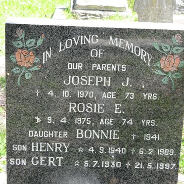 PETERSEN Joseph J. -1970 &amp; Rosie E. -1975 :: PETERSEN Bonnie -1941 :: PETERSEN Henry 1940-1989 :: PETERSEN Gert 1930-1997