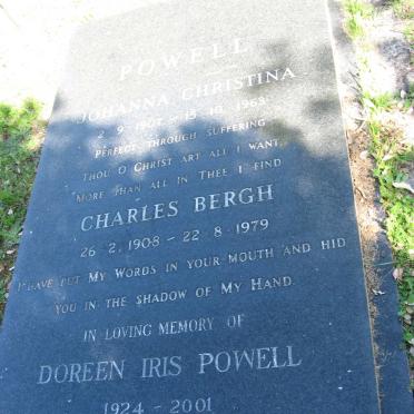 POWELL Charles Bergh 1908-1979 &amp; Johanna Christina 1907-1963 :: POWELL Doreen Iris 1924-2001 