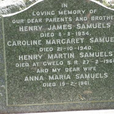 SAMUELS Henry James -1934 &amp; Caroline Margaret -1940 :: SAMUELS Henry Martin -1960 :: SAMUELS Anna Maria -1961