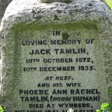 TAMLIN Jack 1872-1935 &amp; Phoebe Ann Rachel HUMAN -1941