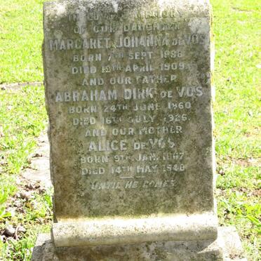 VOS Abraham Dirk, de 1860-1926 &amp; Alice 1867-1948 :: VOS Margaret Johanna, de 1898-1909 