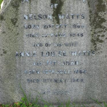 WATTS Nelson 1868-1945 &amp; Annie Louise FITZJOHN 1864-1949