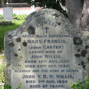 WILLIS John V.D.W -1954 &amp; Mary Francis CARTER 1887-1946