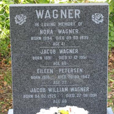 WAGNER Jacob 1891-1951 &amp; Nora 1894-1935 :: PETERSEN Eileen 1918-1942 :: WAGNER Jacob William 1925-1991  