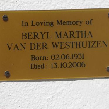 WESTHUIZEN Beryl Martha, van der 1931-2006