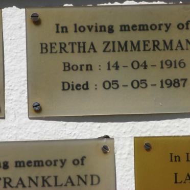 ZIMMERMANN Bertha 1916-1987