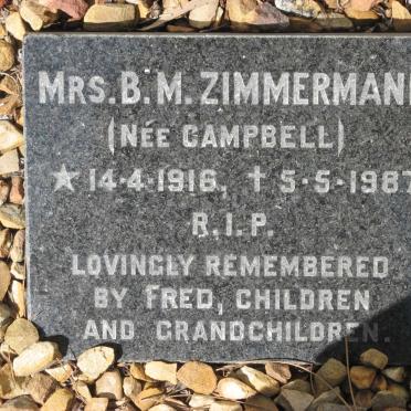 ZIMMERMANN B.M. nee CAMPBELL 1916-1987