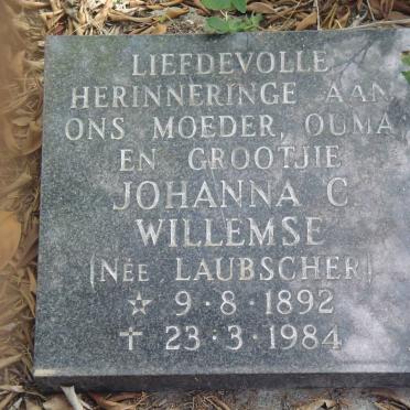 WILLEMSE Johanna C. nee LAUBSCHER 1892-1984