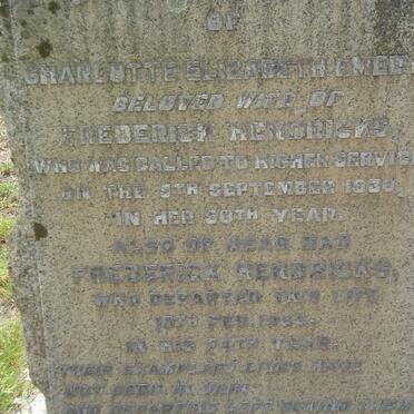 HENDRICKS Frederick -1955 &amp; Charlotte Elizabeth EMERY -1930