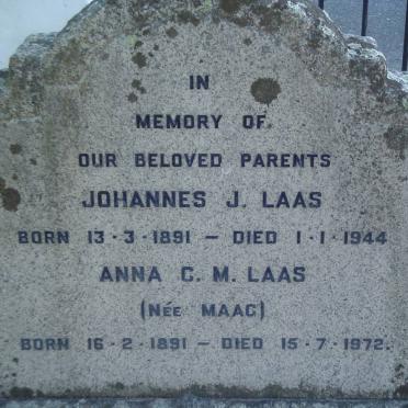 LAAS Johannes J. 1891-1944 &amp; Anna C.M. MAAG 1891-1972