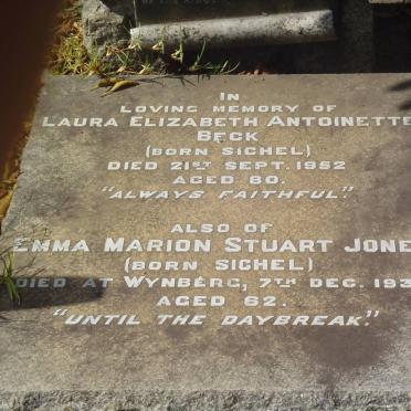 BECK Laura Elizabeth Antoinette nee SICHEL -1952 :: JONES Emma Marion Stuart nee SICHEL -1931