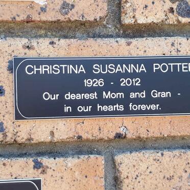 POTTER Christina Susanna 1926-2012