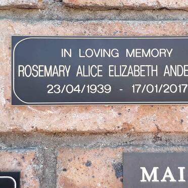 ANDERSON Rosemary Alice Elizabeth 1939-2017