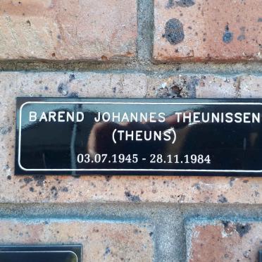 THEUNISSEN Barend Johannes 1945-1984
