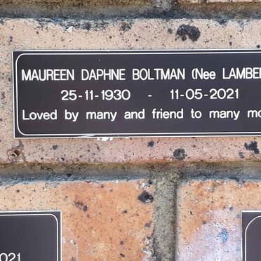 BOLTMAN Maureen Daphne nee LAMBERT 1930-2021