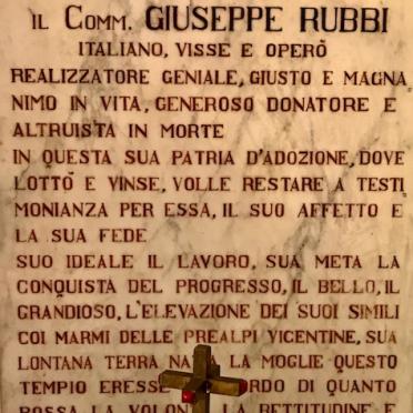 4. Memorial to Giuseppe RUBBI who dedicated his life to altruism, faith and good works.