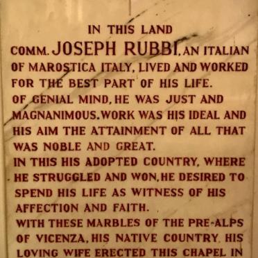 3. Memorial to Giuseppe RUBBI who dedicated his life to altruism, faith and good works.