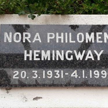 HEMINGWAY Nora Philomina 1931-1996
