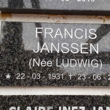 JANSSEN Francis nee LUDWIG 1931-2010