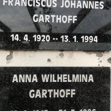 GARTHOFF Franciscus Johannes 1920-1994 &amp; Anna Wilhelmina 1915-1996