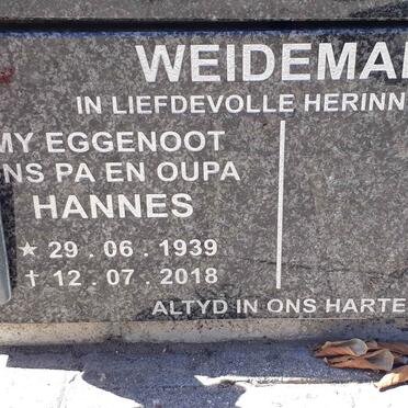 WEIDEMAN Hannes 1939-2018