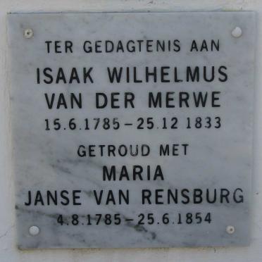 MERWE Isaak Wilhelmus, van der 1785-1833 &amp; Maria JANSE VAN RENSBURG 1785-1854