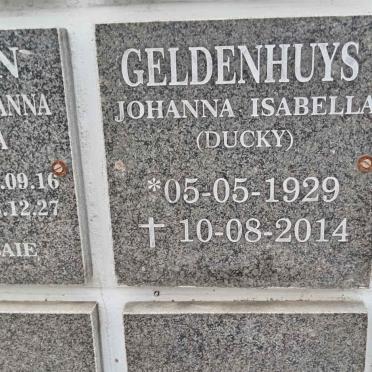 GELDENHUYS Johanna Isabella 1929-2014