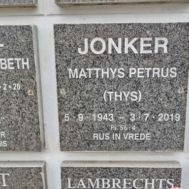 JONKER Matthys Petrus 1943-2019