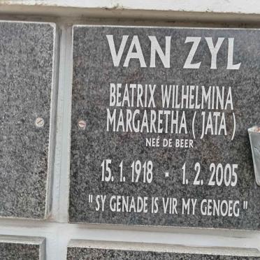 ZYL Beatrix Wilhelmina Margaretha, van nee DE BEER 1918-2005