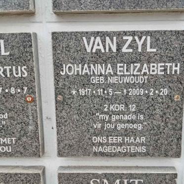 ZYL Johanna Elizabeth, van nee NIEUWOUDT 1917-2009