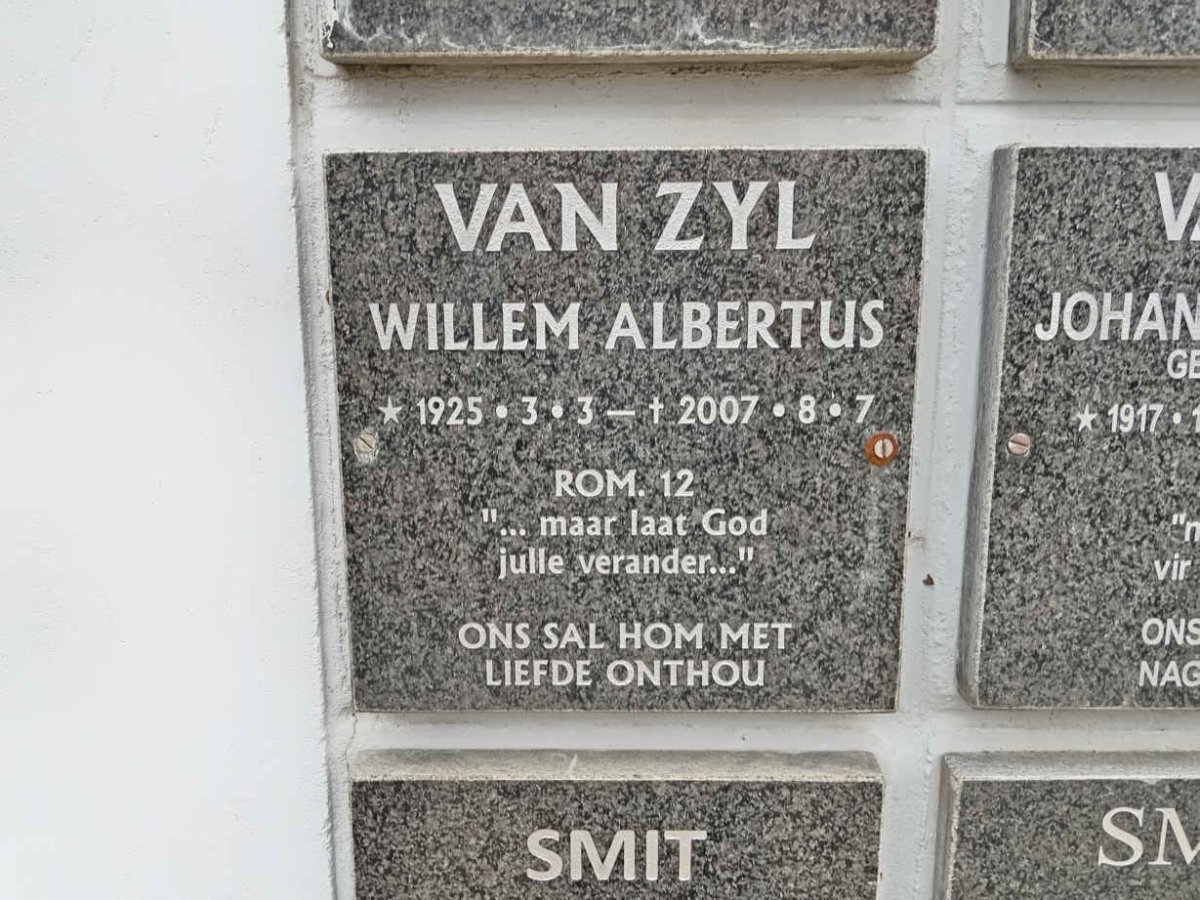 ZYL Willem Albertus, van 1925-2007