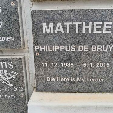 MATTHEE Philippus de Bruyn 1935-2015