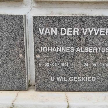 VYVER Johannes Albertus, van der 1941-2018